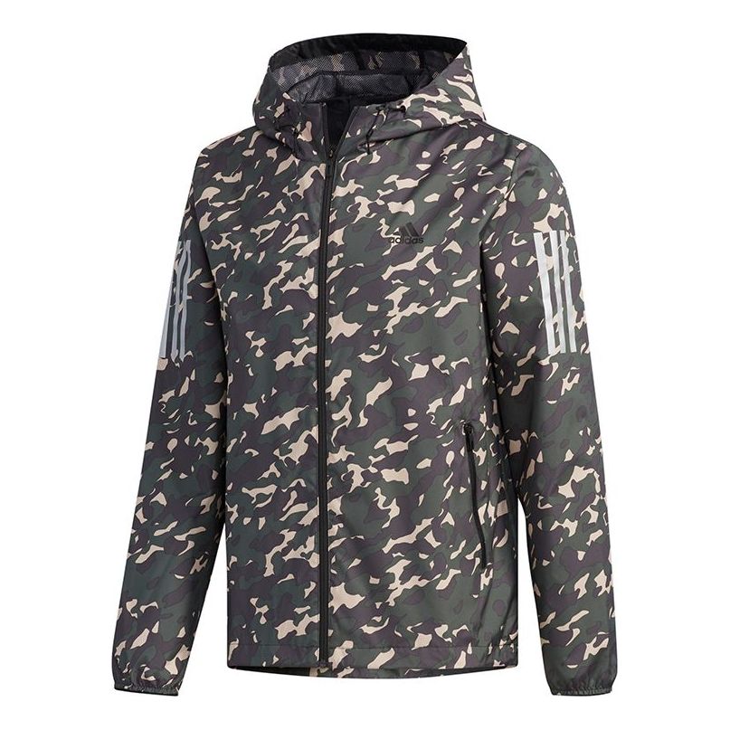 adidas AI WB CAMO Zipper Casual Sports Hooded Jacket Brown EH3801
