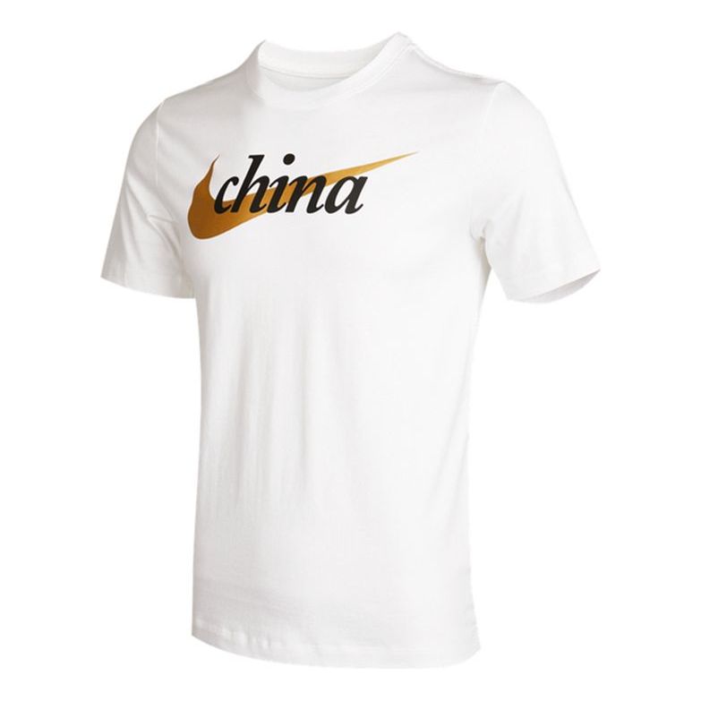 Nike Contrasting Colors Logo Printing Sports Round Neck Short Sleeve White DM3548-100