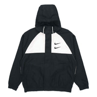 Nike Swoosh Windproof Sports Woven Hooded Jacket Black DJ9647-011