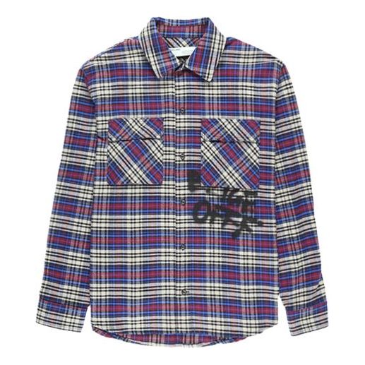 Off-White C/O VIRGIL ABLOH OW FLANNEL CHECK SHIRT BLUE OMGA091F19F330063010