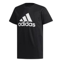 Men's adidas Large Logo Printing Round Neck Pullover Short Sleeve Black T-Shirt CY9874