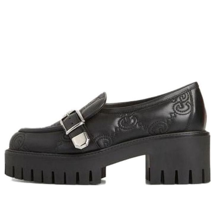 (WMNS) Gucci GG Matelass Slip-On Loafers with Block heel 'Black' 718388-AAA4F-1058