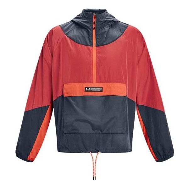 Under Armour Rush Woven 1/2 Zip Anorak Jacket 'Red Grey' 1377183-044