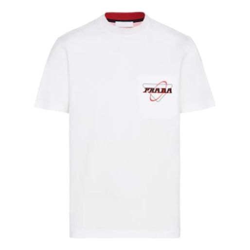 Men's PRADA Pocket Logo Elastic Short Sleeve White UJN657-1WO4-F0009-S-201