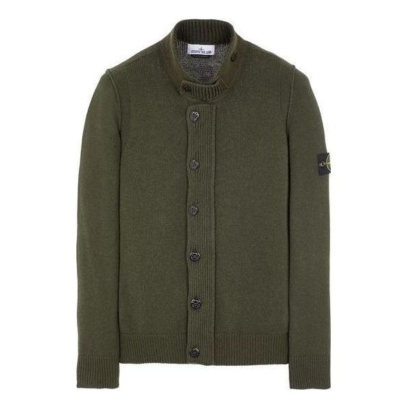 STONE ISLAND Wool Blend Cardigan 'Military Green' 7915547A3-V0058