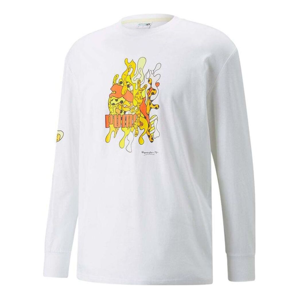 PUMA Kaos Casual x Britto Long Sleeve T-Shirt 'White Yellow' 532233-02