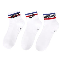 Nike Everyday Ankle Alphabet Logo Pattern Casual Sports Socks 3 Pairs White DX5080-100