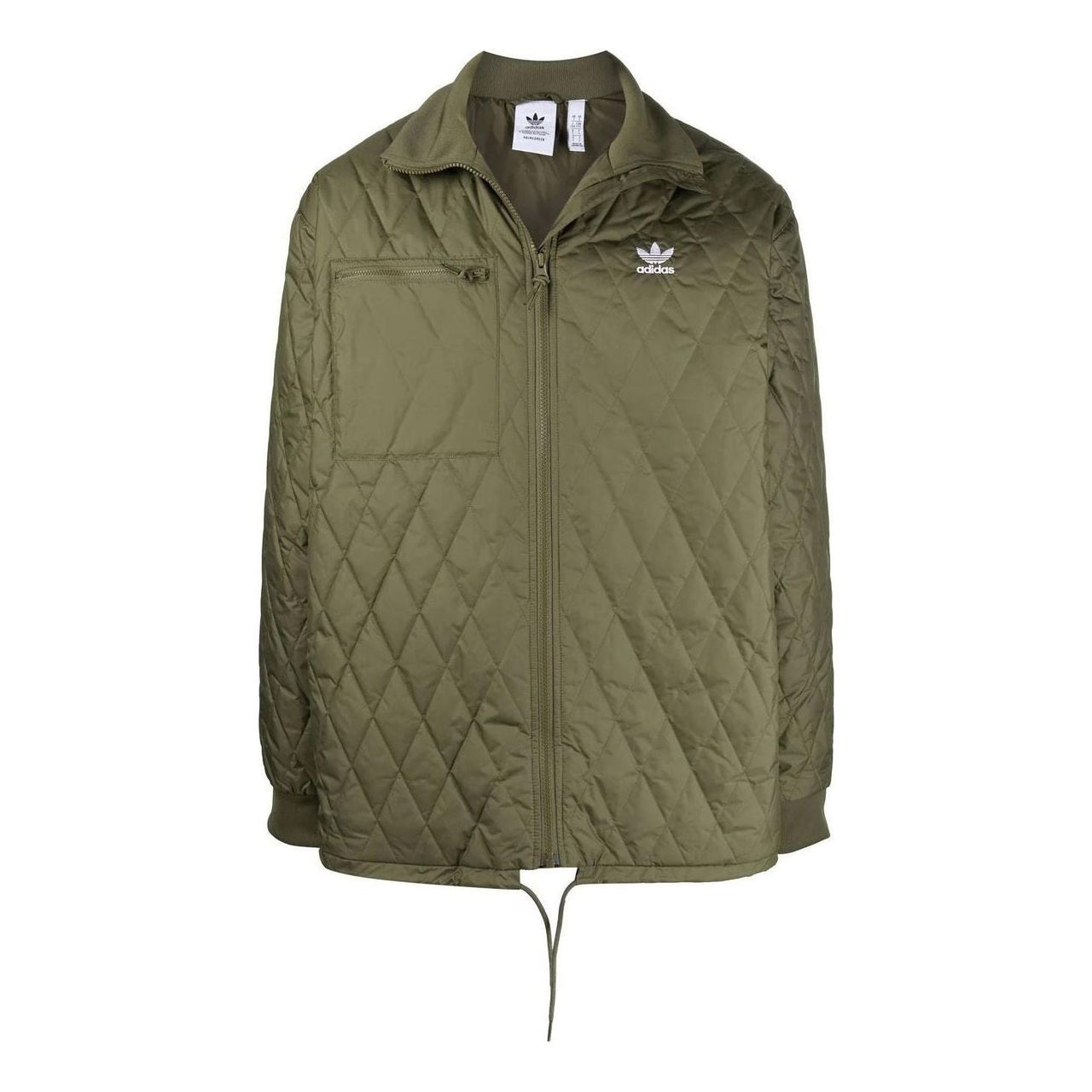 Men's adidas originals Solid Color Rhombus Logo Embroidered Zipper Jacket Green H11428