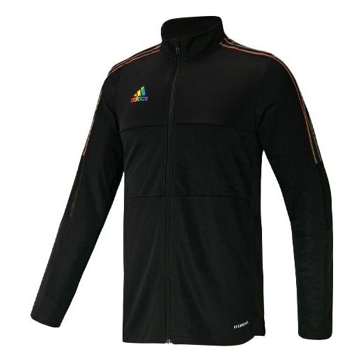 adidas Soccer/Football Training Sports Stripe Stand Collar Jacket Black GS4709