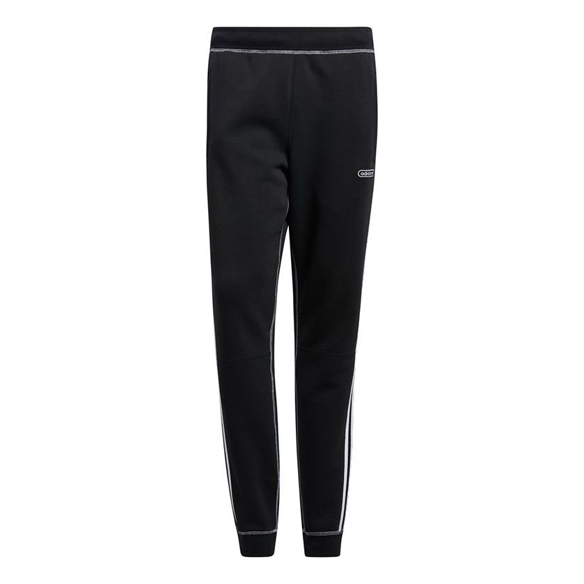 adidas originals Cntrst Stitch S Contrasting Colors Fleece Lined Stay Warm Bundle Feet Sports Pants Black GN3888