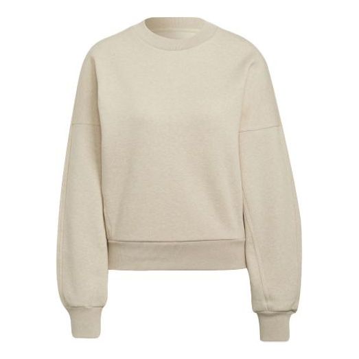 (WMNS) adidas Solid Color Round Neck Pullover Hoodie Cream Yellow HE3098