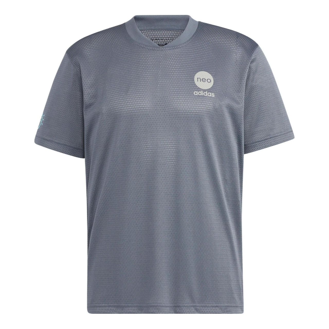 Men's adidas neo Bb Mesh Tee Alphabet Pattern Printing Pullover Short Sleeve Gray T-Shirt HM2045