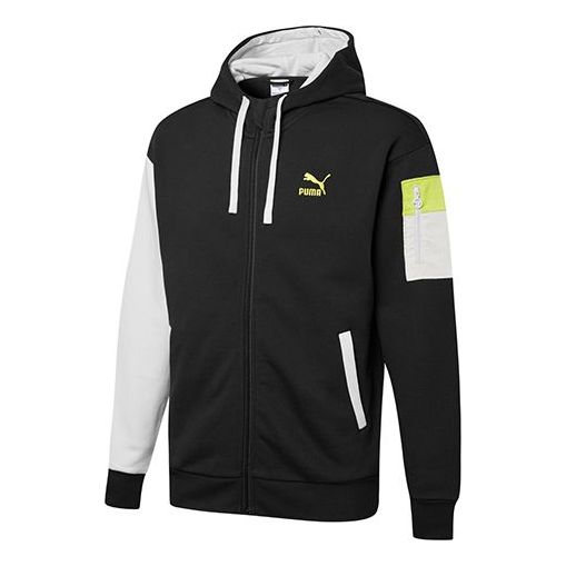 PUMA Retro Colorblock Knit hooded logo Jacket Black 534813-01
