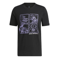 adidas Cartoon Pattern Basketball Sports Pullover Short Sleeve Black HF8164