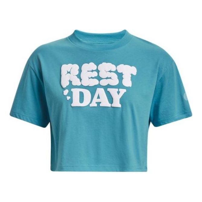 (WMNS) Under Armour Rest Day Crop T-shirt 'Teal' 1376747-433