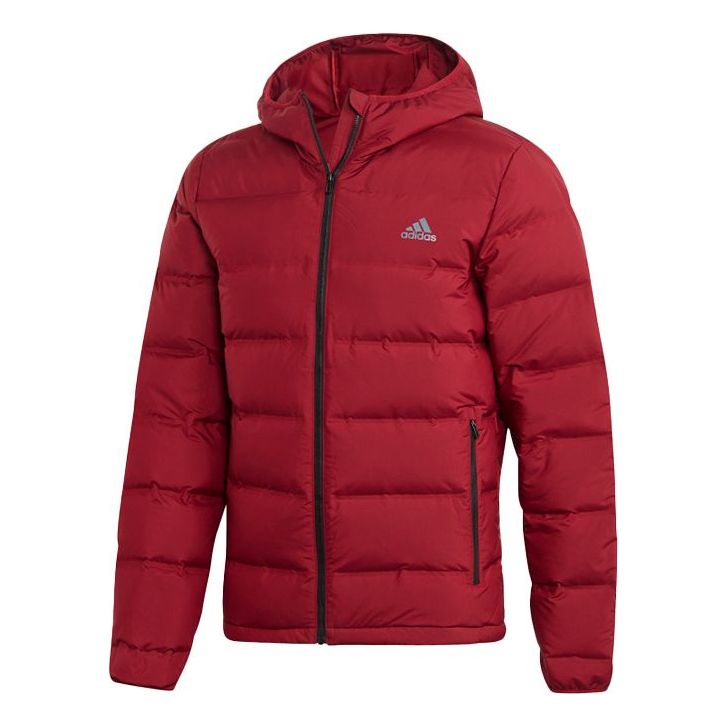 adidas Helionic Ho Jkt Outdoor Slim Fit hooded down Jacket Wine Red DZ1426