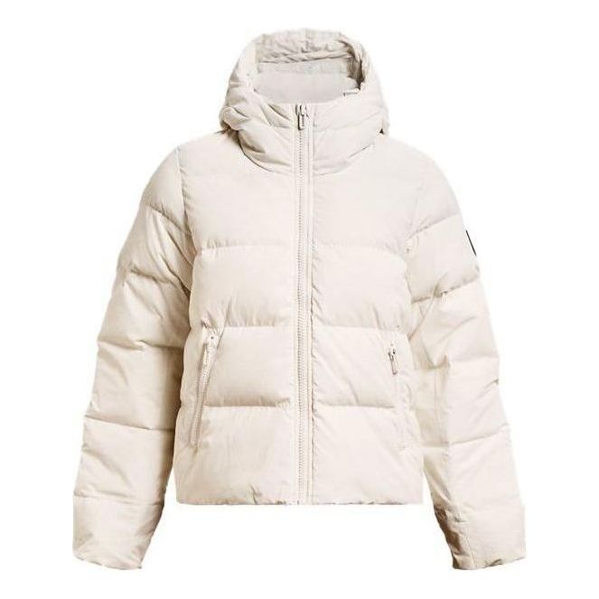 (WMNS) Under Armour ColdGear Infrared Down Hooded Jacket 'Beige' 1378861-112