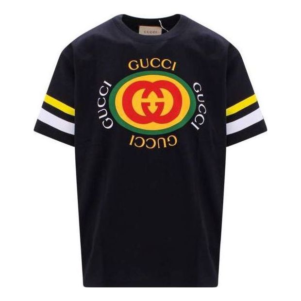 Gucci GG Logo Print Cotton T-Shirts 'Black' 616036-XJFFU-1152