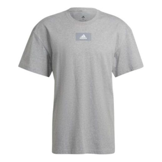 adidas M Fv T Solid Color Logo Athleisure Casual Sports Round Neck Short Sleeve Gray HE4365