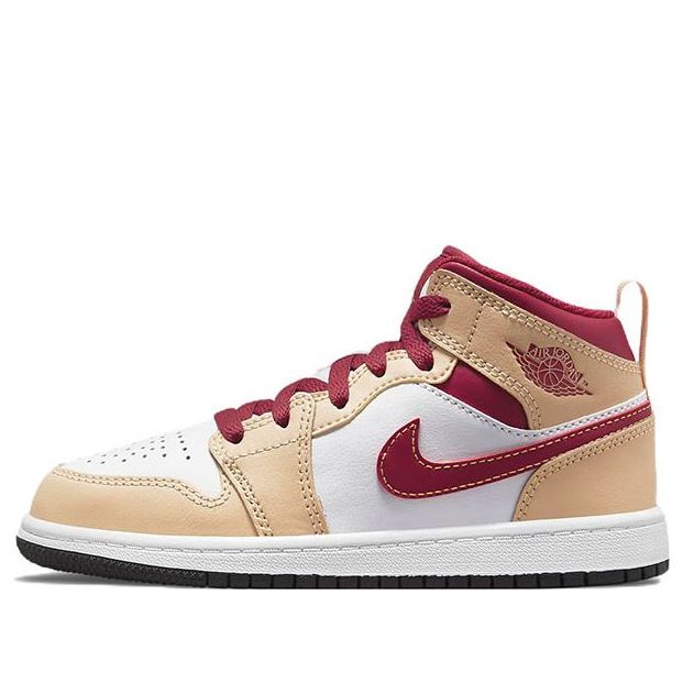 (PS) Air Jordan 1 Mid 'Light Curry Cardinal Red' 640734-201