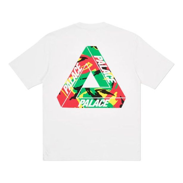 PALACE Tri-Camo T-Shirt Back Logo Printing Pattern Short Sleeve Unisex White P19TS271