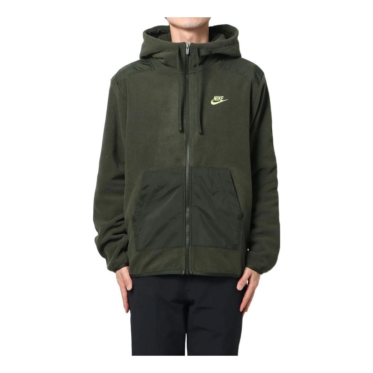 Nike Sportswear Logo Embroidered Hooded Solid Color Jacket 'Dark Green' DD4883-355