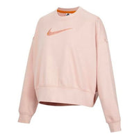 (WMNS) Nike Sportswear Swoosh Logo Embroidered Loose Knit Short Round Neck Pullover Pink Hoodie DO7212-601