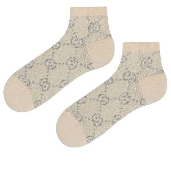 (WMNS) Gucci GG Lam Socks 'Ivory Light Grey' 631451-3GF79-9263