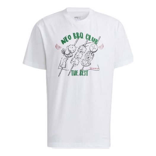 adidas neo Logo Letter Printing Round Collar Male White H62009