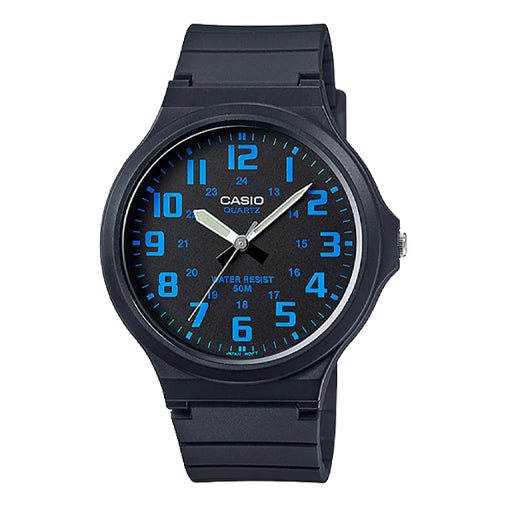 Men's CASIO Quartz Resin Strap Watch Case Black Dial 50m Waterproof 48*43.6*10.3mm Black Analog Mens MW240-2BV
