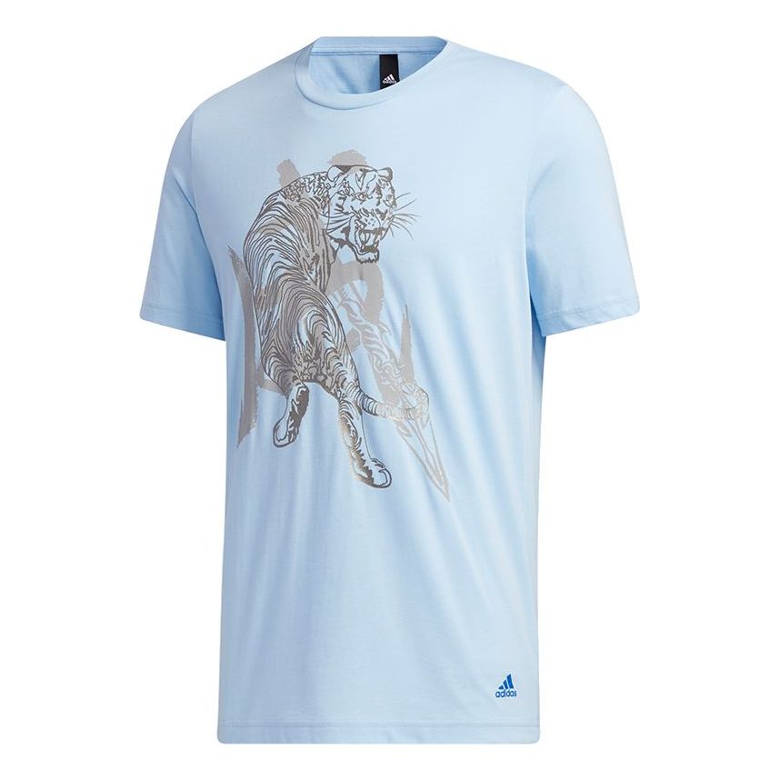 adidas Wj Gfx Tee Series Printing Sports Round Neck Short Sleeve Blue GF4057