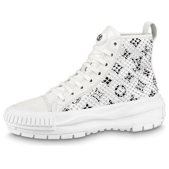 (WMNS) LOUIS VUITTON LV Squad Ankle Sneakers 'White with Crystal Monogram' 1A9RZO