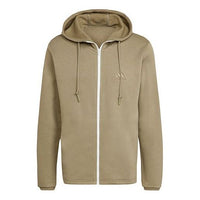 adidas Solid Color Zipper Long Sleeves Sports Hooded Jacket light green HU0294