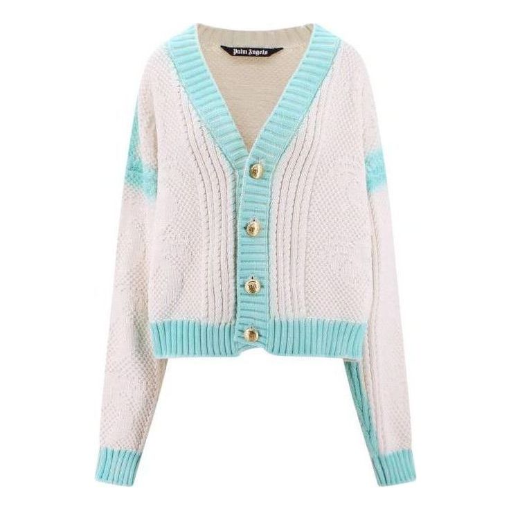 Palm Angels Sprayed Palm Cardigan 'Off White' PMHB014S23KNI0010340