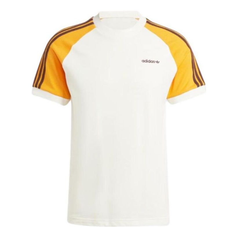 adidas Originals '80s Premium 3-Stripes T-Shirt 'White Yellow' Asia Sizing JC6511