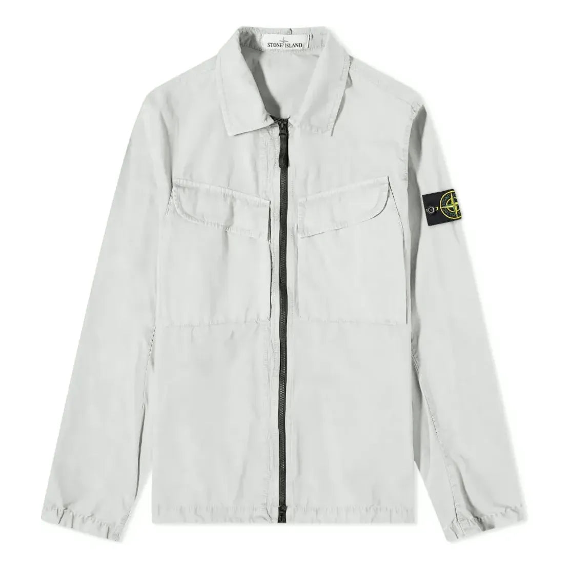 STONE ISLAND Brushed Cotton Canvas Zip Overshirt 'Pearl Grey' 7715101WN-V0161
