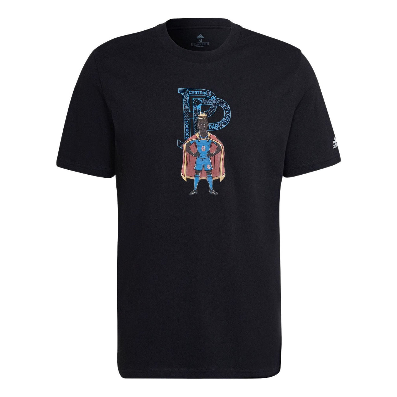 Men's adidas Chest Character Alphabet Cartoon Printing Round Neck Short Sleeve Black T-Shirt HA0907