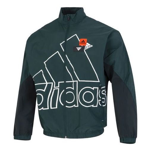 Men's adidas Mh Bp3 Wvjkt Athleisure Casual Sports Logo Stand Collar Woven Jacket Autumn Dark Green HP1435