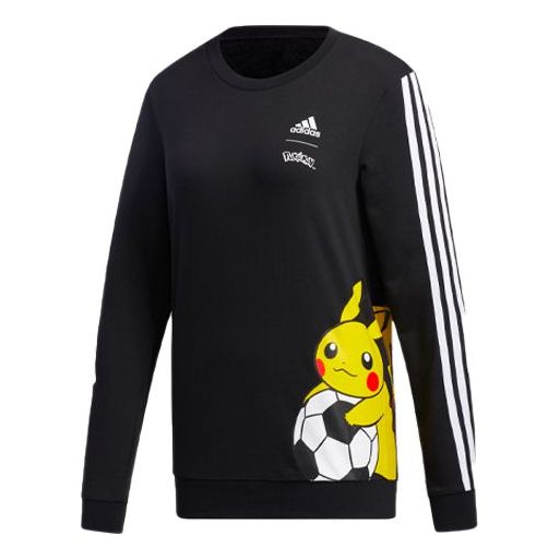 (WMNS) adidas x POKEMON Logo Printing Round-neck Swea Black GD5864