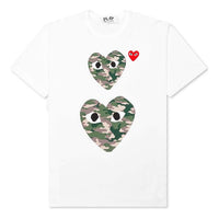 (WMNS) COMME des GARCONS PLAY Camouflage Double Heart Tee 'White' AZ-T245-051-1