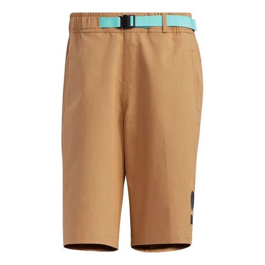 adidas Ub Sht Os Outdoor Sports Logo Contrasting Colors Belt Shorts Yellow GP0838