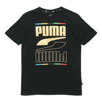 PUMA Bronzing Large Logo Printing Short Sleeve Black 586589-01