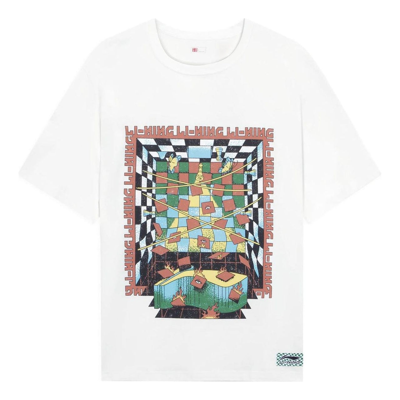 Li-Ning Checkerboard Graphic T-shirt 'White' AHSSB15-1