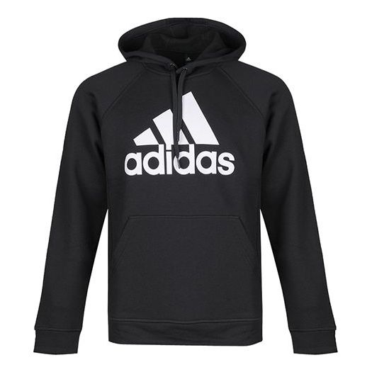 adidas Men's Logo Knitted Sports Hooded Fleece Black CV6801