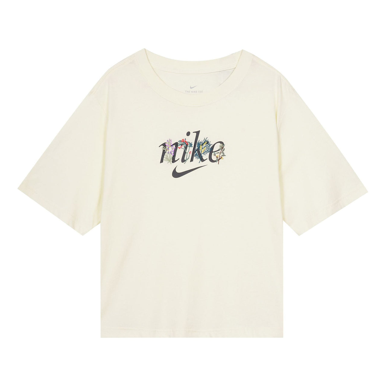 (WMNS) Nike Sportswear Casual Cozy Flowers Embroidered Sports Short Sleeve Coconut Milk T-Shirt DD1457-113
