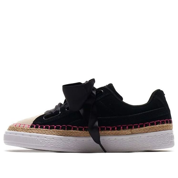 (WMNS) PUMA Suede Heart Sneakerdrille Ribbon Black/Pink 369237-01