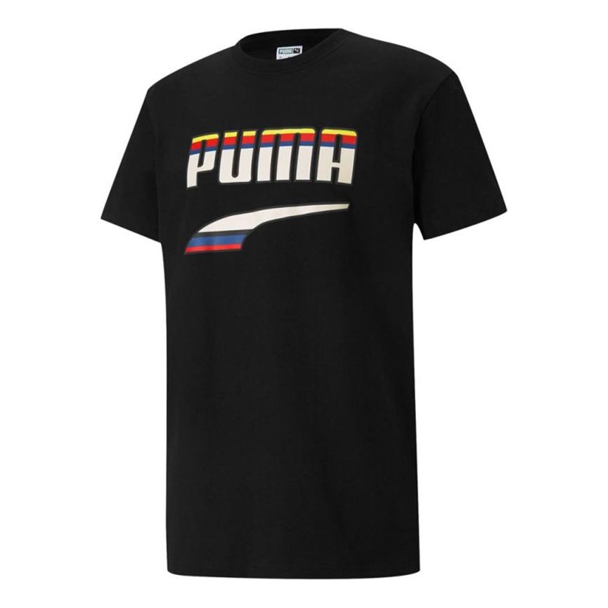 PUMA Printed Round Neck T-Shirt 'Black White' 531497-01