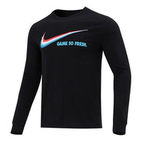 Nike Game So Fresh Basketball Sports Printing Round Neck Long Sleeves Black DN2998-010