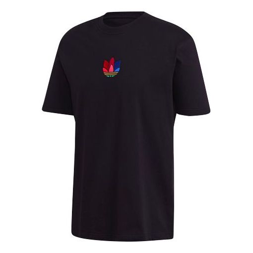 adidas originals 3d Trefoil Tee Casual Logo Round Neck Short Sleeve Black GE0829