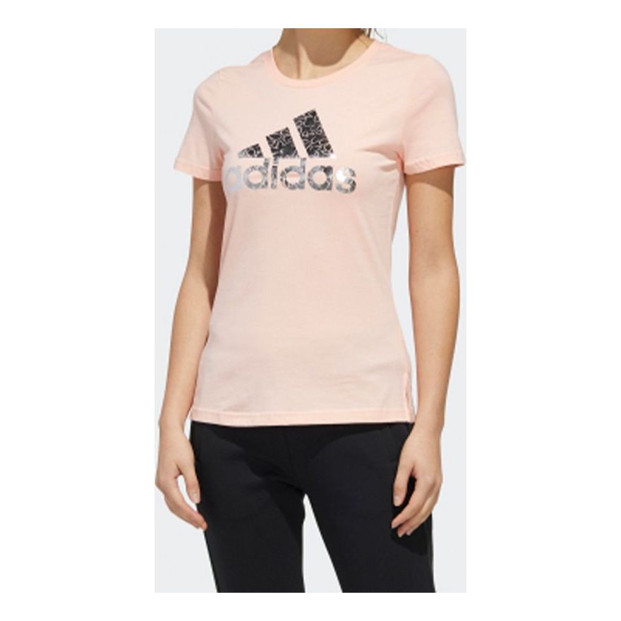 (WMNS) adidas Brand Large logo Printing Solid Color Short Sleeve Pink FM9293